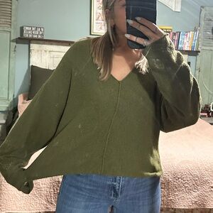 Double Zero Olive V-Neck Sweater